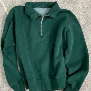 brandy melville green half zip